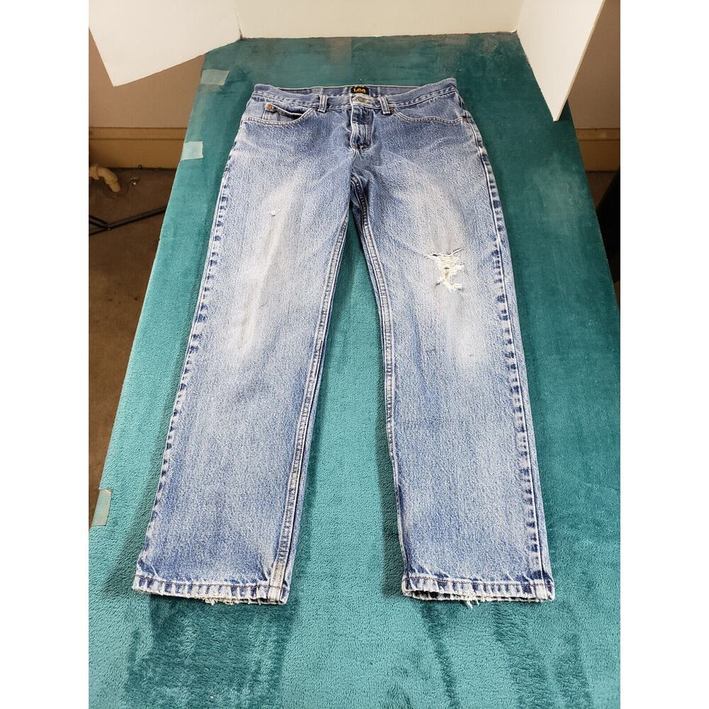 Lee Jeans Sz 32x29 Mens Blue Stretch Pants Denim Casual Comfort Light Straight